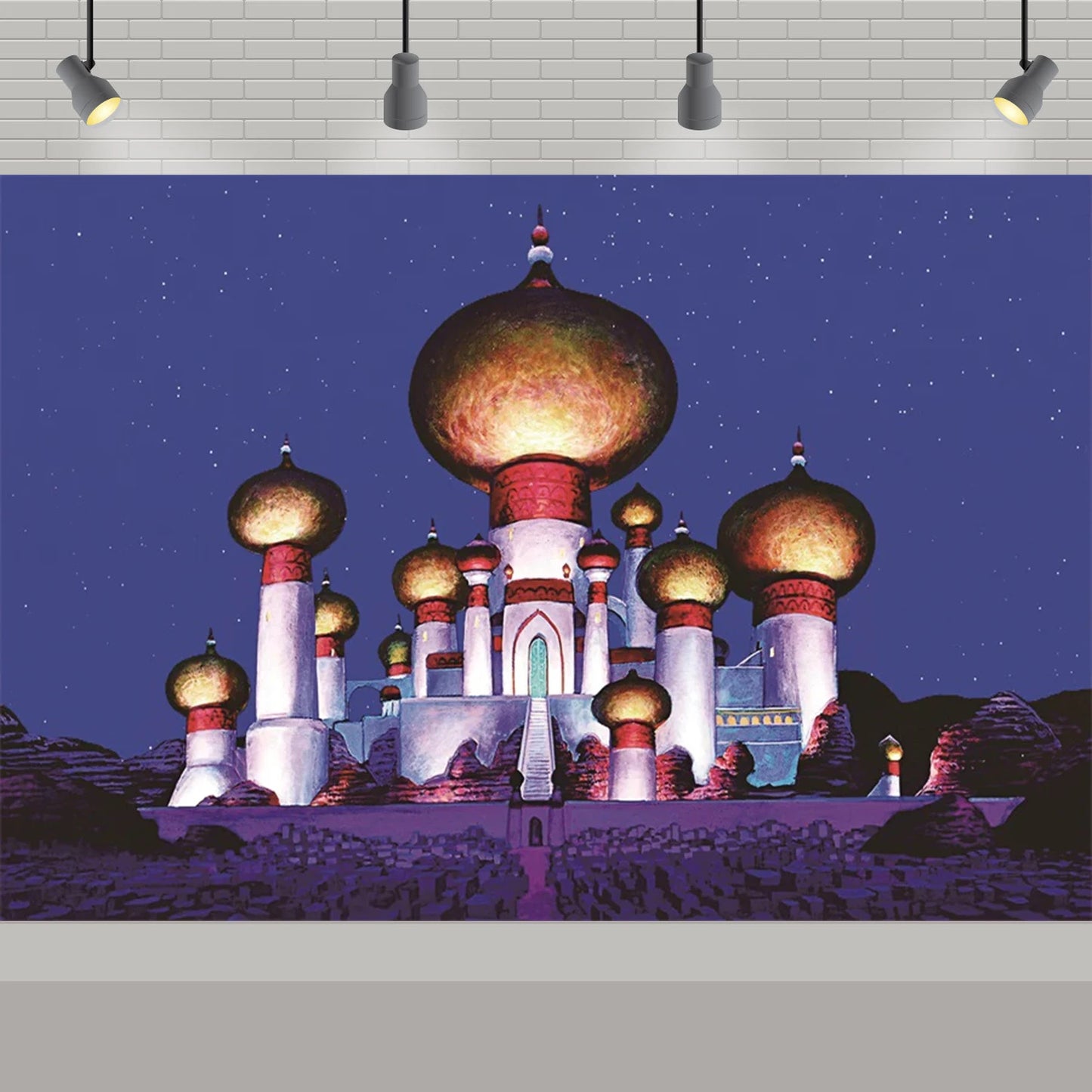 Arabic Aladdin Muslim Gold Mosque Background Fabric Princess Birthday Party Gift Photography Prop Decoration Banner Girl Poster