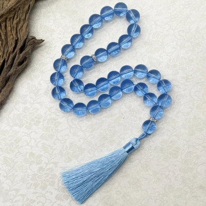 Elegant Glass Tasbih with Classic Tassel, Bohemian Islamic Prayer Beads Bracelet, Arabic Style Rosary for Daily Wear & Prayer
