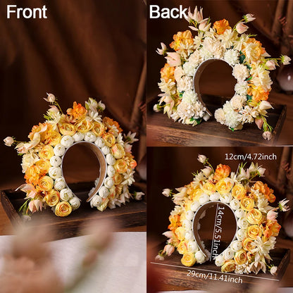 Women Head-Dress Colorful Flower Headband Hair Wreath Wedding Party Costume Headpiece for Bridal Women Fashion Hair Accessory