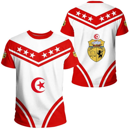 Tunisia National Emblem 3D T-Shirt – Unisex Tunisian Flag Sports & Streetwear Tee