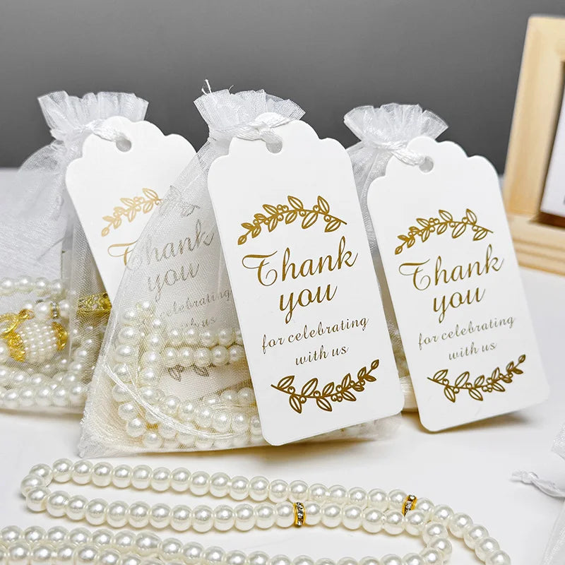 15/30Pcs Ramadan Glass Pearl Muslim Bracelet Prayer Beads Tassel Thank You Card Organza Bags Eid Mubarak Favor Gift for Home