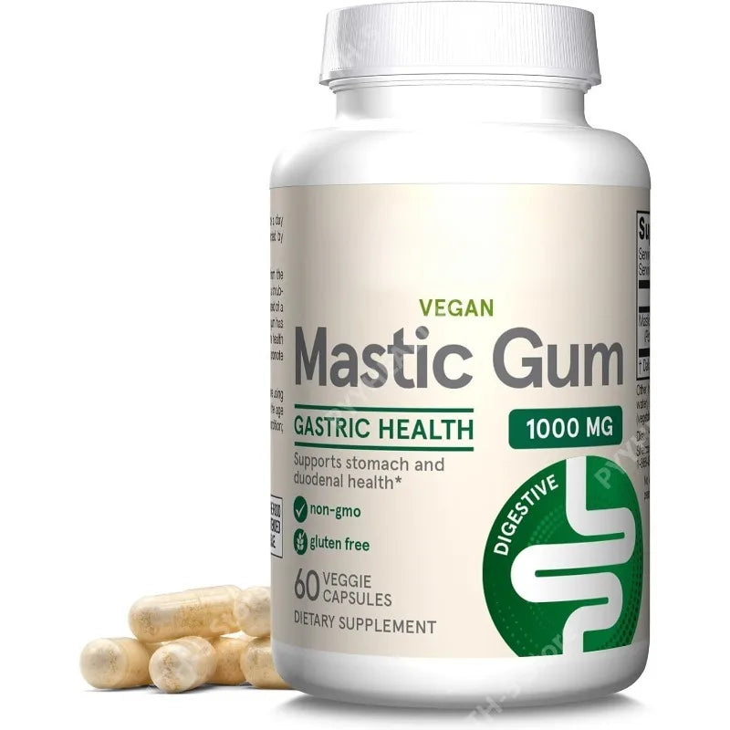 Mastic Gum 1000 mg, 60 Veggie Caps, Digestive Tract Support for Stomach and Duodenal Health, 30 Servings Dietary Supplement
