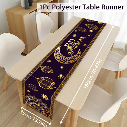 EID Mubarak Decoration Table Runner Ramadan Decor 2024 For Home Tablecloth Ramadan Kareem Islamic Muslim Party Eid Al-Fitr Gifts