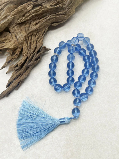 Elegant Glass Tasbih with Classic Tassel, Bohemian Islamic Prayer Beads Bracelet, Arabic Style Rosary for Daily Wear & Prayer