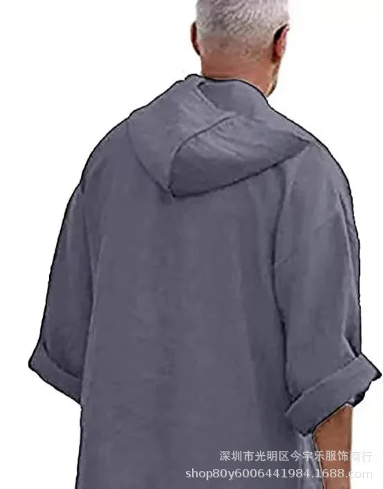 2026 New Muslim Robe Solid Color Retro Arab Islamic Clothing Men Dress Casual Cotton Linen Long Kaftan Middle East Caftan Abayas