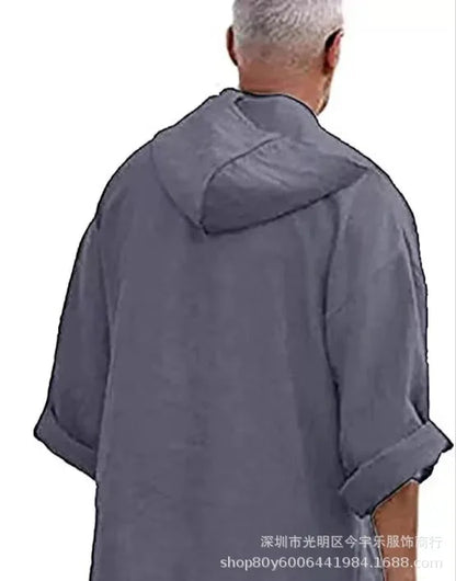 2026 New Muslim Robe Solid Color Retro Arab Islamic Clothing Men Dress Casual Cotton Linen Long Kaftan Middle East Caftan Abayas