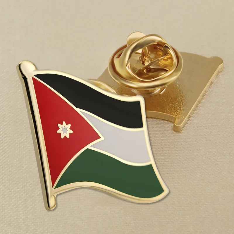 Jordan National Symbols Brooch Set – Map, Flag, Emblem & Flower Lapel Pins
