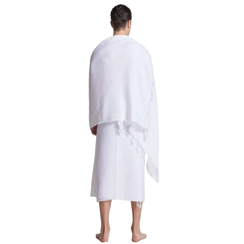 Men Ihram Prayer Outfit White Robe for Hajj Umrah Pilgrimage Middle East Arab Islamic