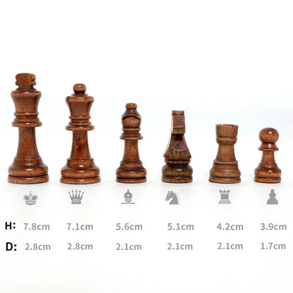 40cm Large 3-in-1 Wooden Chess & Checkers & Backgammon Set, Foldable Board for Family Travel