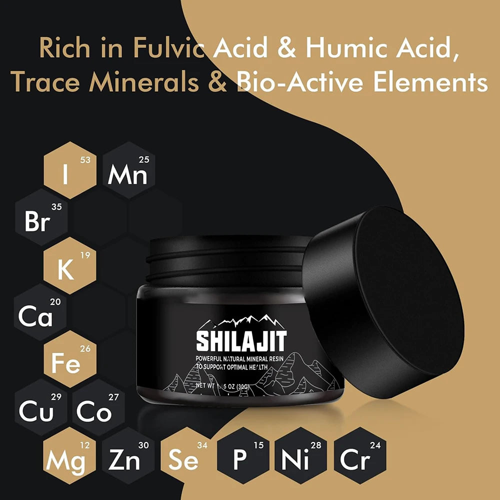Original Siberian Pure Shilajit with Fulvic Acid & Trace Minerals & 85+ Humic Acid Supplement Gel for Energy & Immune System