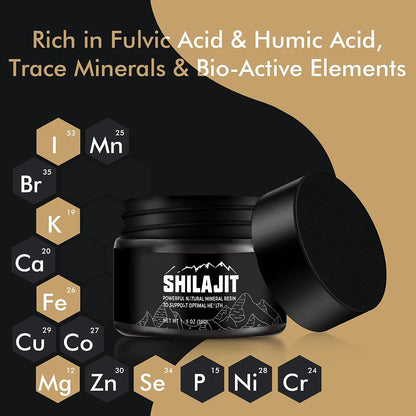 Original Siberian Pure Shilajit with Fulvic Acid & Trace Minerals & 85+ Humic Acid Supplement Gel for Energy & Immune System