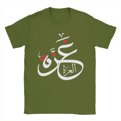 Funny Gaza in Arabic Caligraphy Palestine T-Shirts Men Crewneck Pure Cotton T Shirt  Short Sleeve Tee Shirt Unique Clothes