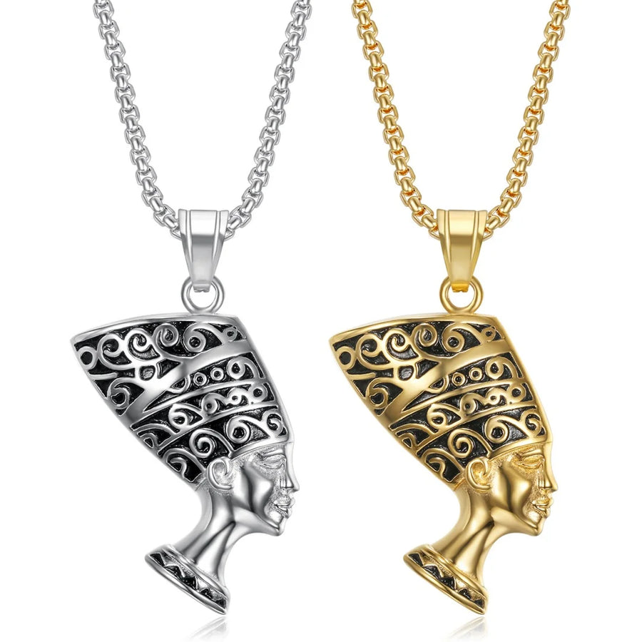 Iced Out Egyptian Ankh & Eagle Pendant – Stainless Steel Pharaoh Necklace for Men & Women