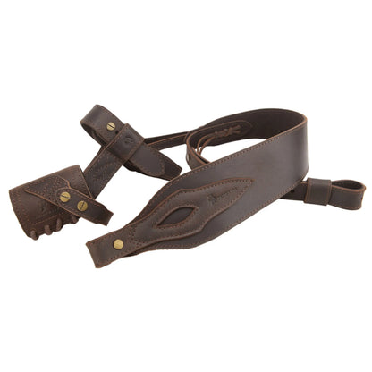 WAYNE'S DOG 1 Combo LeatherRifle Gun No Drill Harnessed Buttstock Holder with Barrel Mount with Matched Gun Sling Shoulder Strap