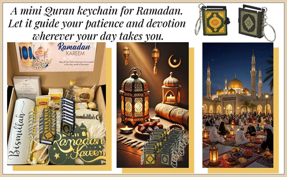 100-24PCS Mini Quran Keychain Book Muslim Islamic Key Chain for Religious Souvenir Gifts RamadanBag Purse Handbag Ornament
