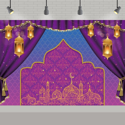 Arabic Aladdin Muslim Gold Mosque Background Fabric Princess Birthday Party Gift Photography Prop Decoration Banner Girl Poster