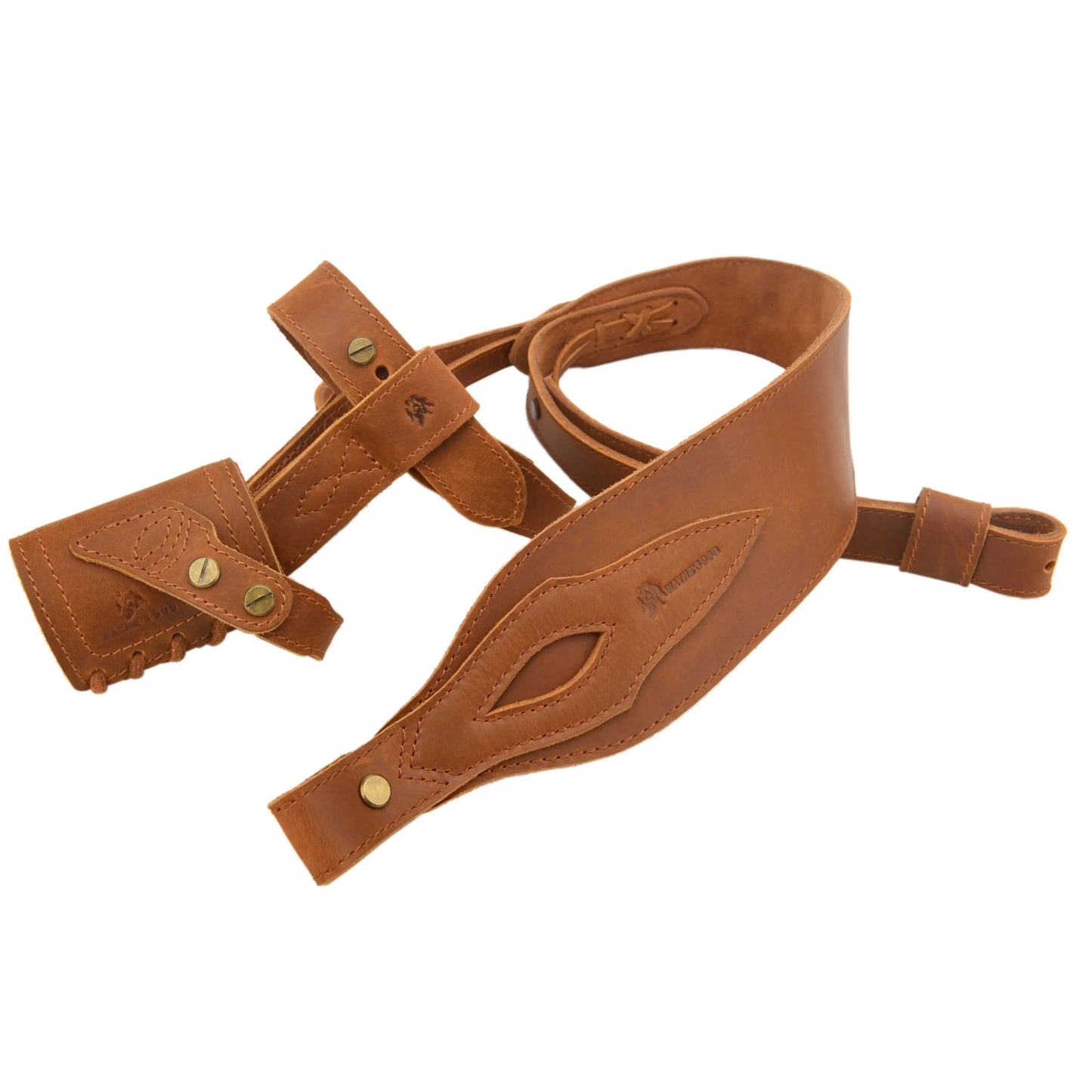 WAYNE'S DOG 1 Combo LeatherRifle Gun No Drill Harnessed Buttstock Holder with Barrel Mount with Matched Gun Sling Shoulder Strap