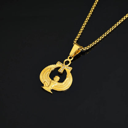 Gold Ankh Cross Pendant – Stainless Steel Key of Life Necklace for Men & Women