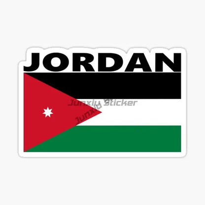 Jordan Flag Emblem Stickers – Waterproof PVC Decals for Car, Laptop & Helmet