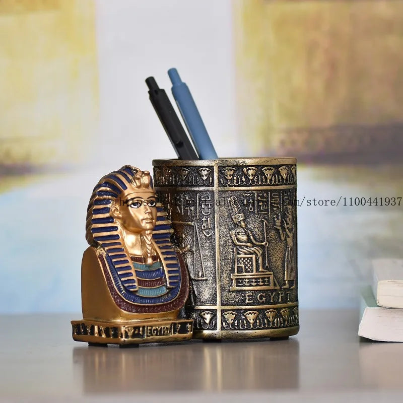 Egyptian Pharaoh Pen Holder – Creative Desktop Organizer, Home Study Decor