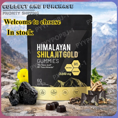 Pure Himalayan Shilajit Gummies Supplements Contain 3000mg xilaizhi & 85+ Trace Minerals Daily health support 60 Pieces