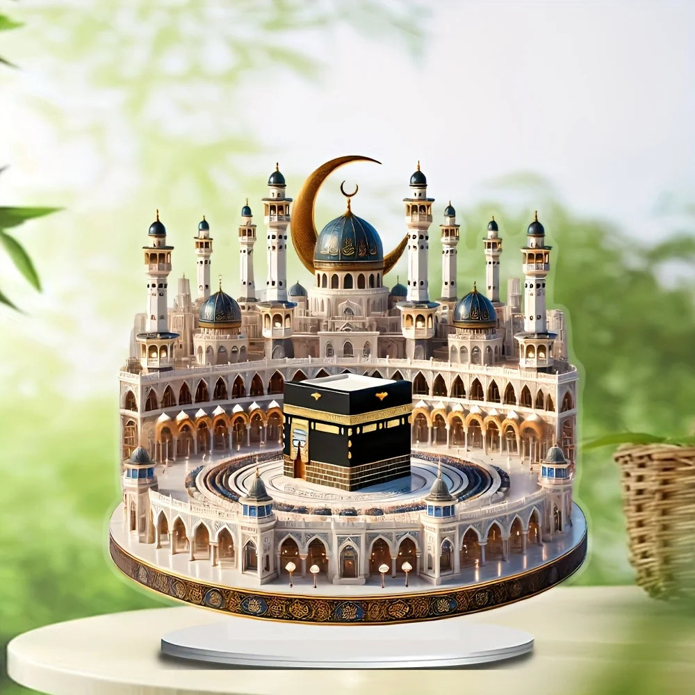 2D Flat 1pc 2D Flat Acrylic Classic Kaba Model - Bohemian Style Tabletop Decoration, Religious Theme, Multifunctional Ramadan