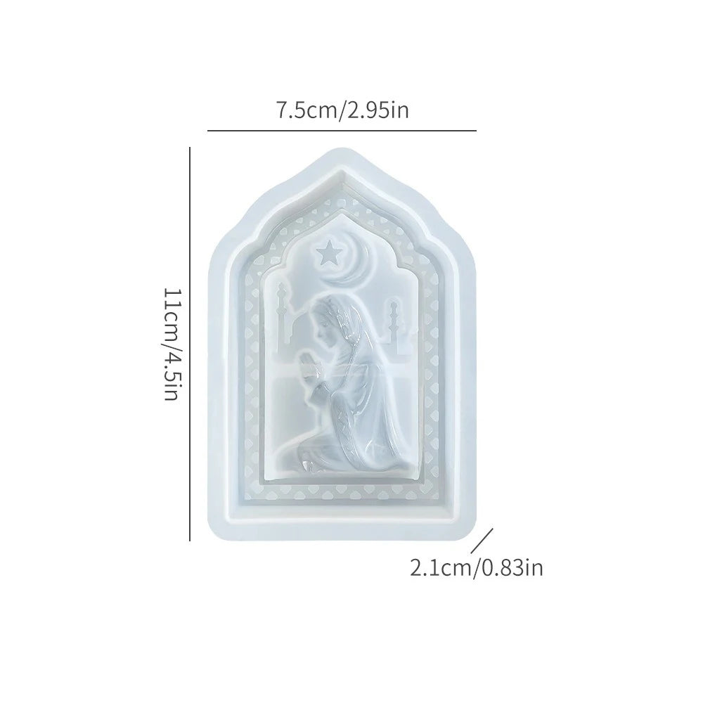 Arabic Star Moon Relief Candle Mold Islamic Mosque Camel Silicone Mold for DIY Gypsum Soap Candle Making Middle Eastern Decor