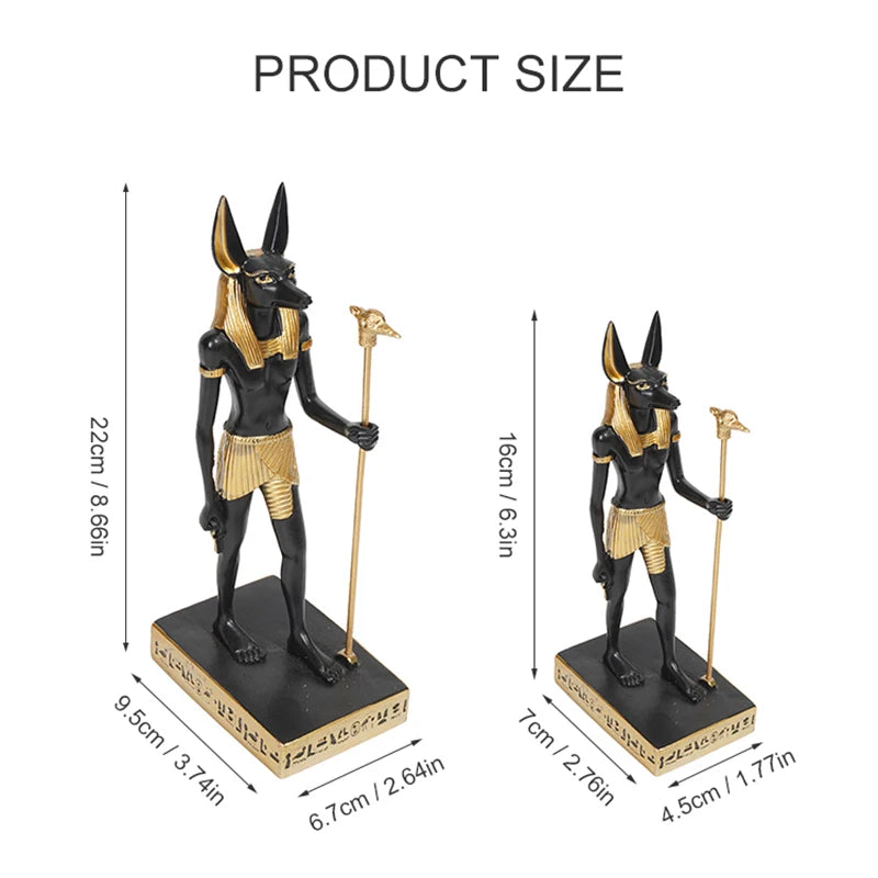 Anubis Resin Sculpture – Egyptian Jackal Guardian & Pyramid Decor