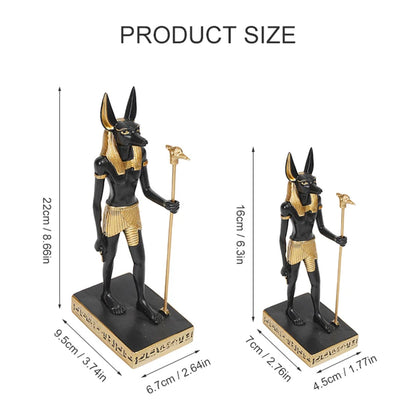 Anubis Resin Sculpture – Egyptian Jackal Guardian & Pyramid Decor