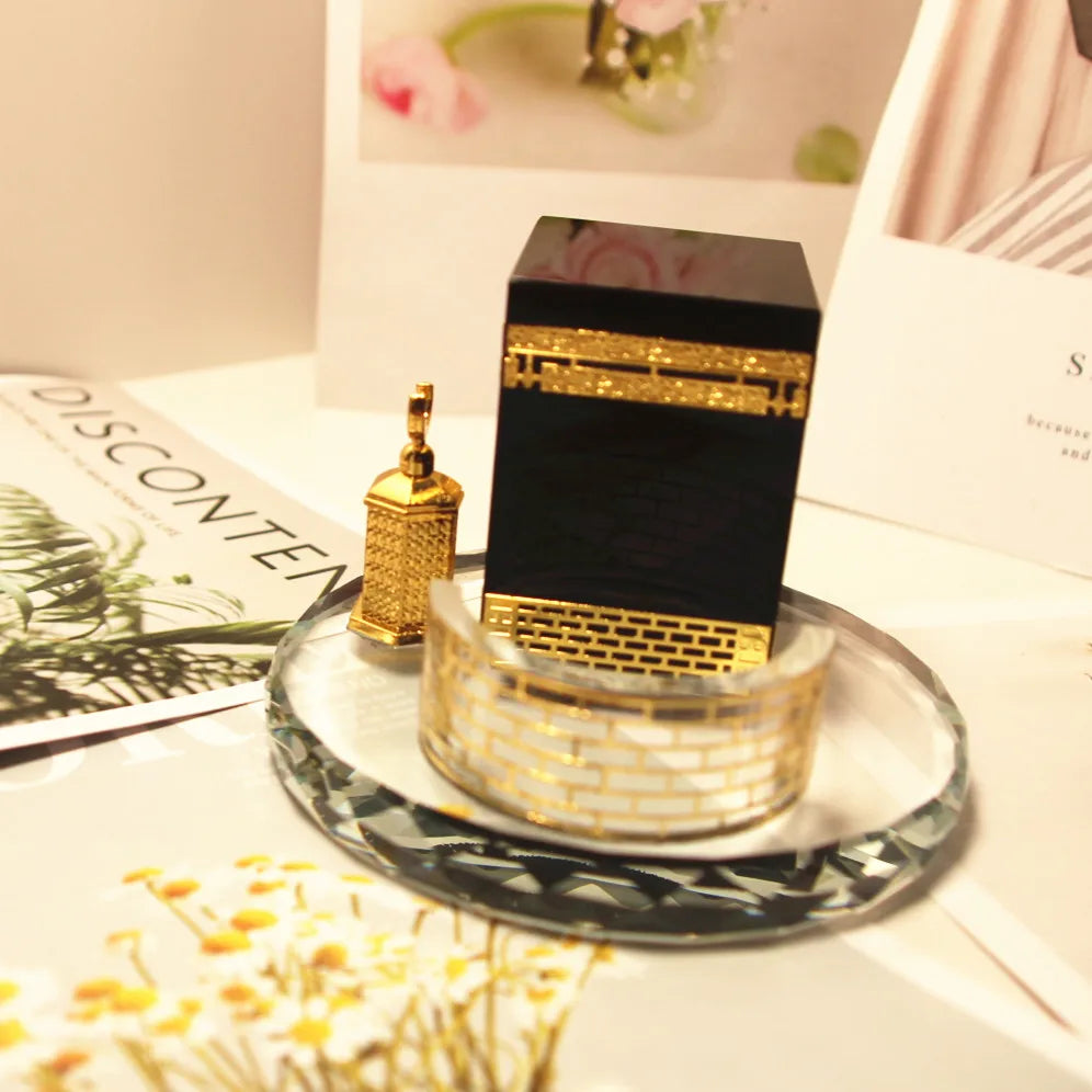 Minimalist Round Three-Piece Crystal Ornament Set, Muslim Ramadan and Eid al-Fitr Complete Home Decor Gift Box Set