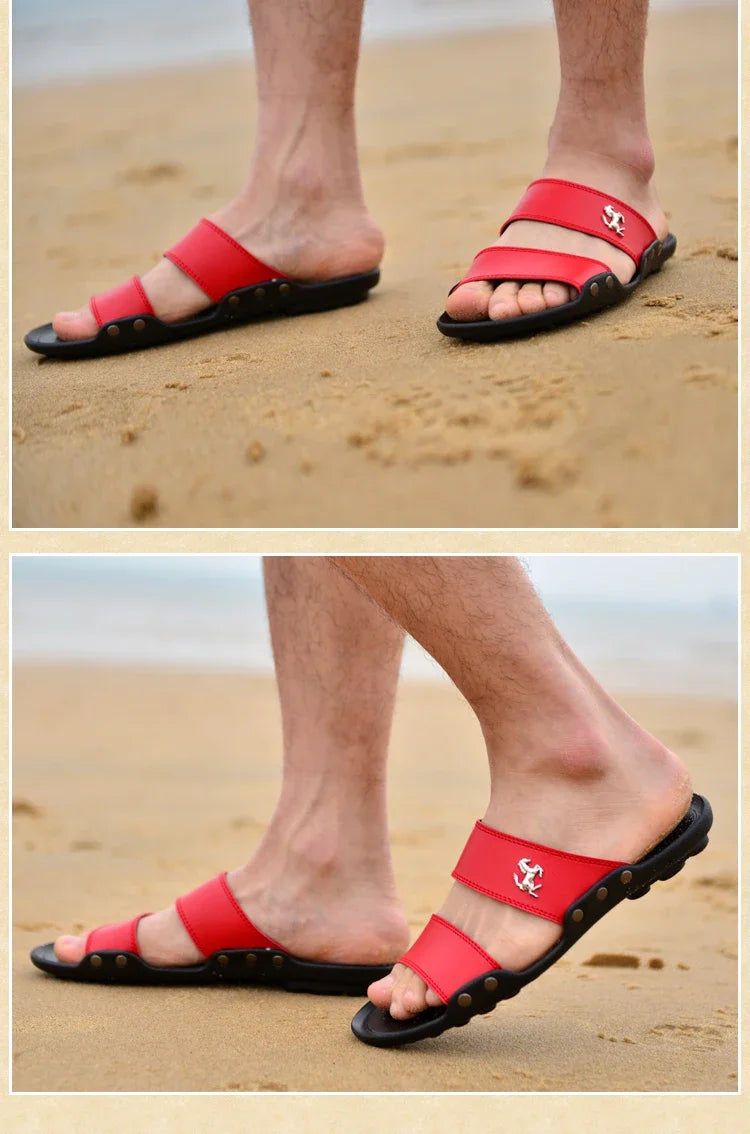 Casual Famous Brand Men Sandals outdoor Shoes Breathable Slippers Summer Flip Flops Beach Men Shoes Leather Sandalias Zapatos Ho