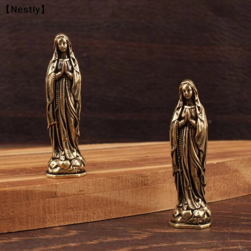 Brass Maria Figurine Pendant Brass Maria Figurine Pure Copper Vintage Virgin Mary Figurine〔Nest〕