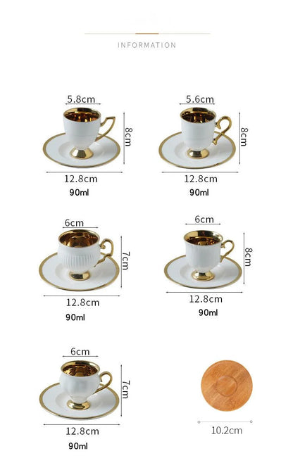 Best 2pcs/set Turkish Coffee Cups Set Of 2 Ceramics Cup Of Coffee Creative Gifts Relief Teacup And Saucer Set Retro 90ml Gobelet