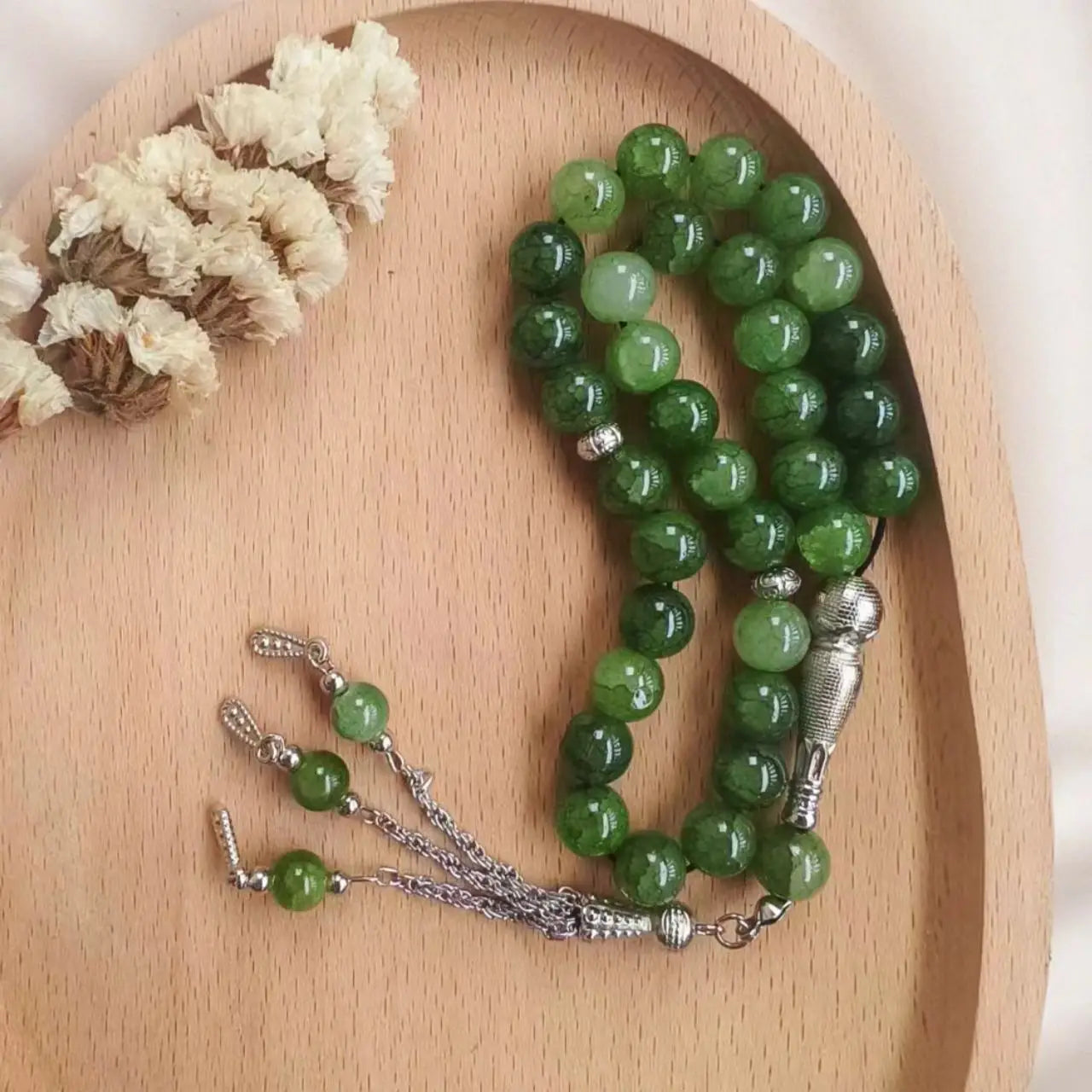 Muslim Islamic Prayer Beads 6 strands Handmade 10mm 33 Natural Stone Rosary Bracelet Women Arabic Ramadan Eid Festival Gifts New