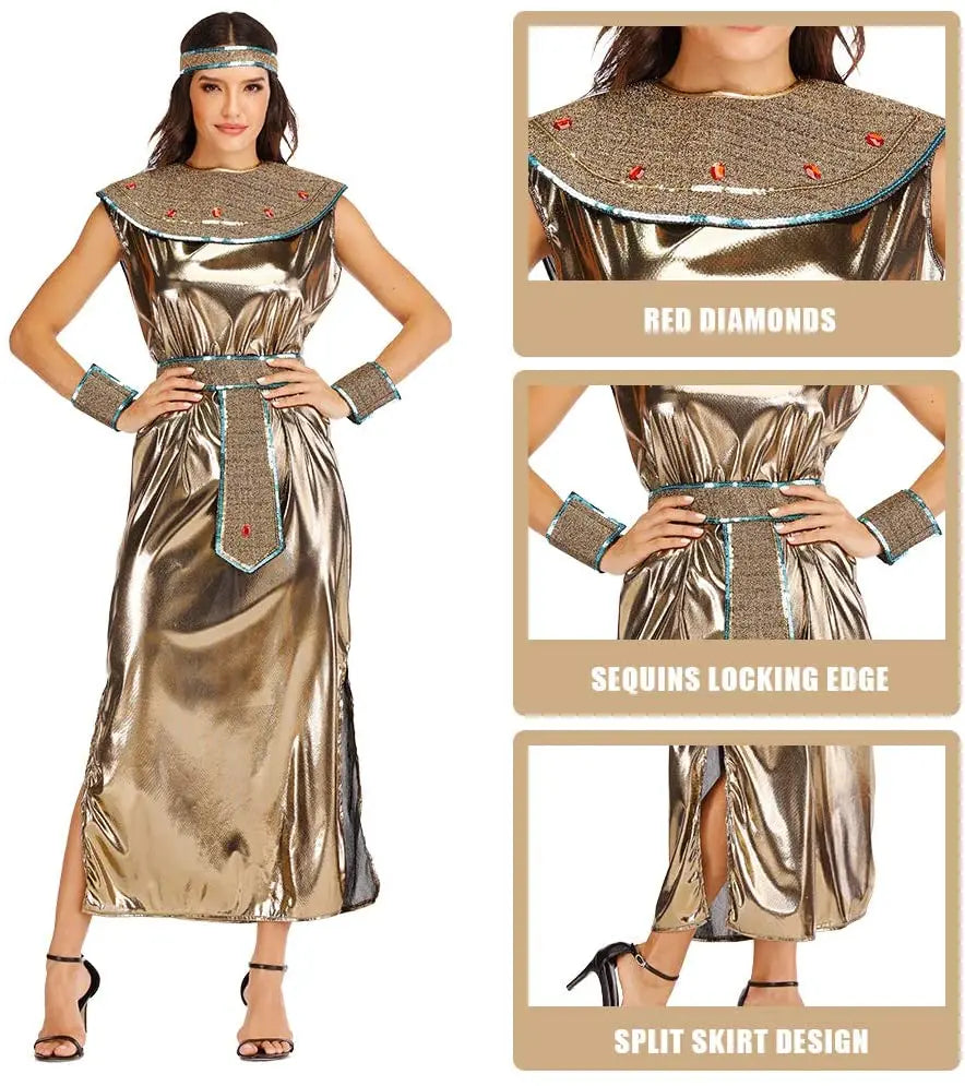 Egyptian Goddess Cosplay Dress – Women's Pharaoh Costume for Carnival & Fancy Events