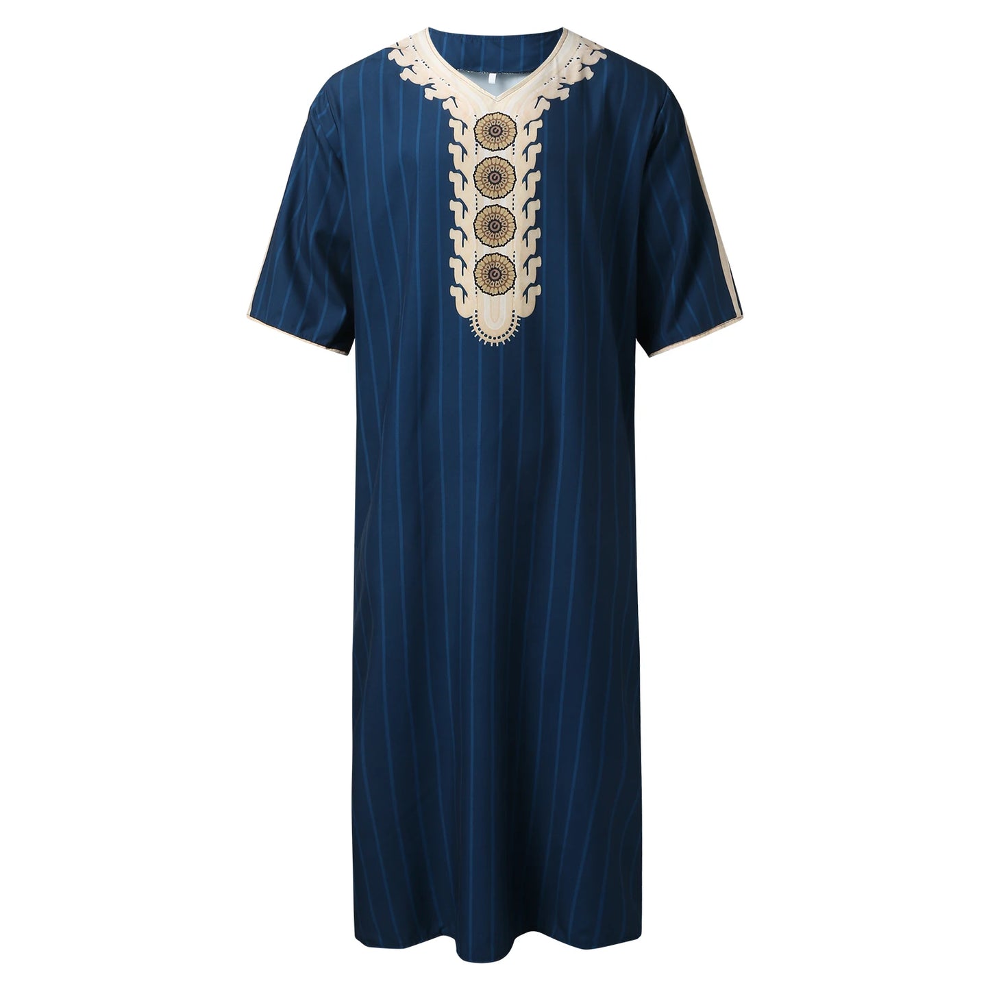 Men's Luxury Graphics Muslim Robes Arab National Loose Casual V-Neck Mid-sleeved Retro Ethnics Jumpsuit Summer M-4XL 2025 New