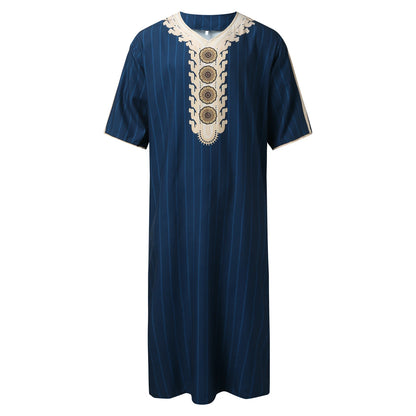 Men's Luxury Graphics Muslim Robes Arab National Loose Casual V-Neck Mid-sleeved Retro Ethnics Jumpsuit Summer M-4XL 2025 New