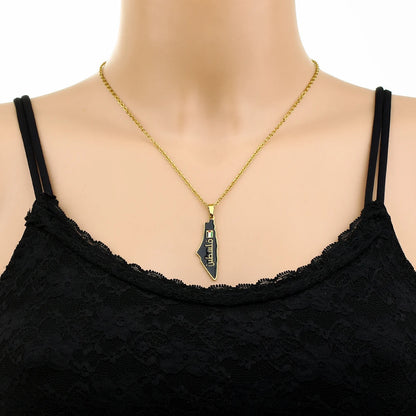 SONYA New Fashion Palestine Flag Map Pendant Necklace For Women Men Gold Silver Color Stainless Steel Jewelry Gifts