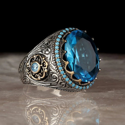 Turkish Men's Ring Vintage Black Zircon Fashion Punk Wind Islamic Religious Muslim Jewelry