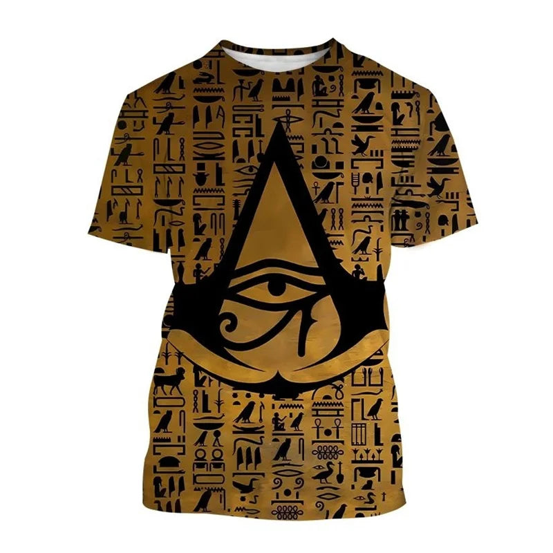Pharaoh Anubis & Horus 3D T-Shirt – Unisex Retro Egyptian Gods Print Tee