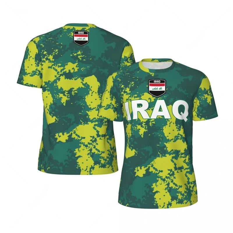Iraq Flag Graphic Mens Football Jersey Fashion National Emblem 3D Printed Sports T Shirt Casual Oversized Breathable Tees Tops