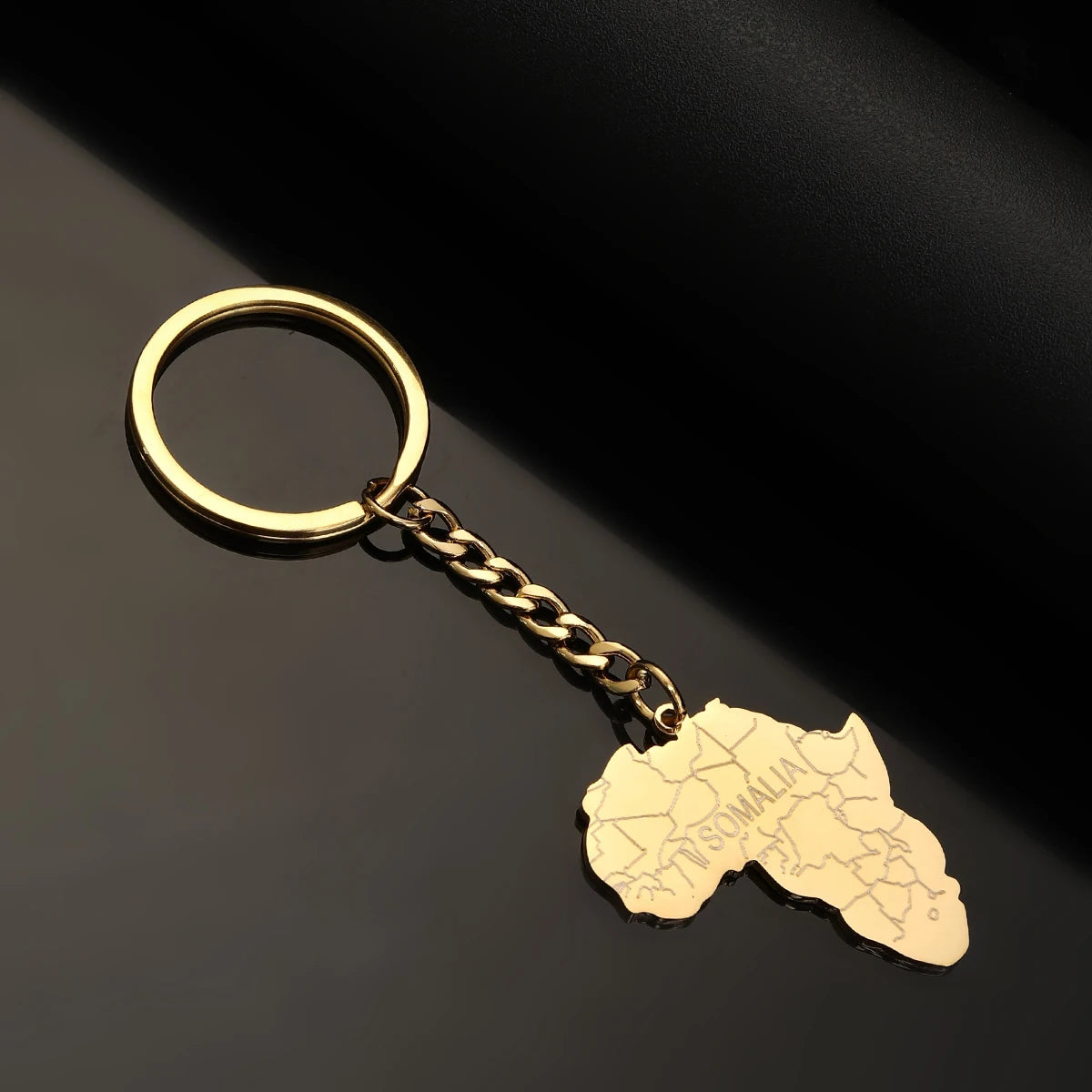 Africa Map Keychain – Stainless Steel Hip-Hop Jewelry, Morocco to South Africa