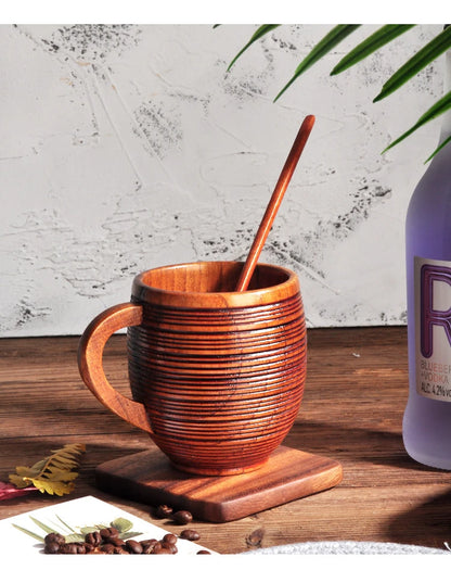 Handmade Spruce Wood Cups – Natural Big Belly Mug for Tea, Coffee & Milk