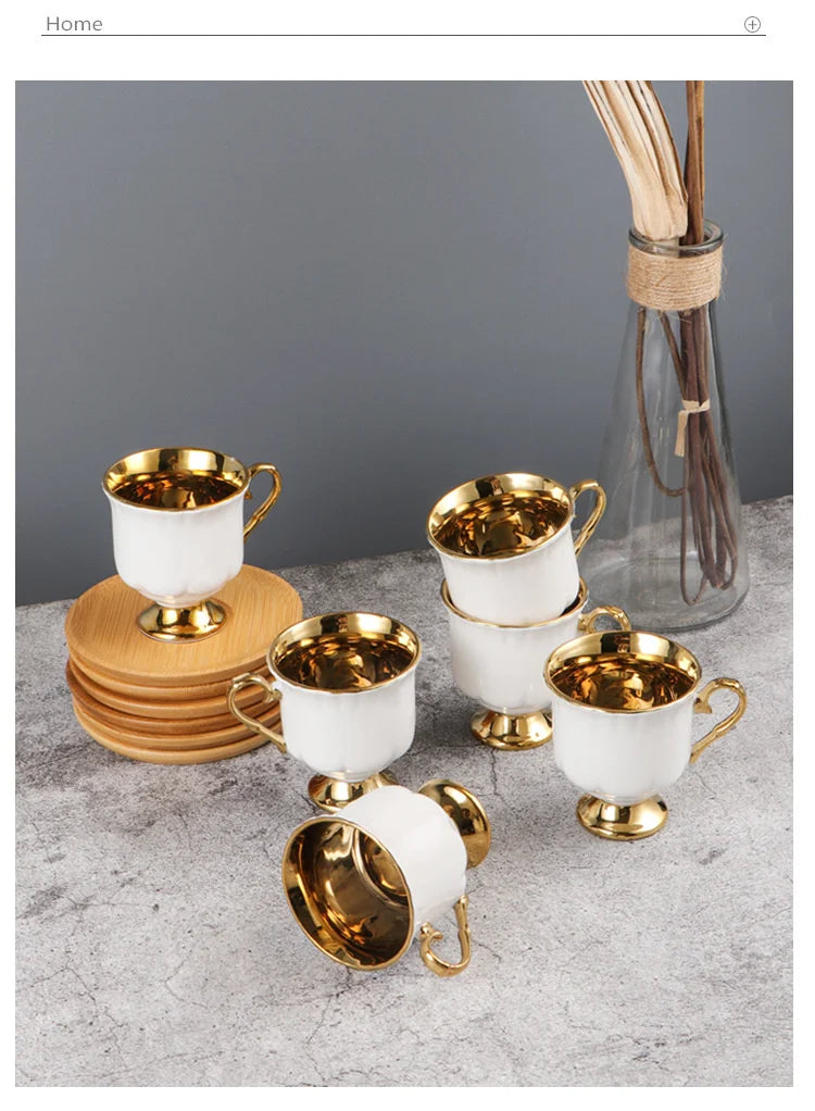 Best 2pcs/set Turkish Coffee Cups Set Of 2 Ceramics Cup Of Coffee Creative Gifts Relief Teacup And Saucer Set Retro 90ml Gobelet