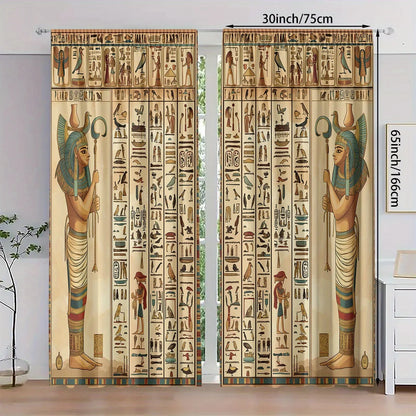 Egyptian Hieroglyphic Curtains – Ancient Gods & Pharaoh Window Drapes for Home Decor