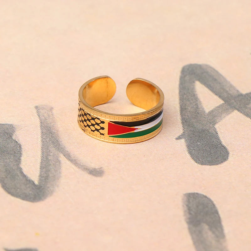 Luxurious and Exclusive Arab National Style Palestinian Scarf Kufiya Ring; Ideal Jewelry Gift for Modern Men and Women