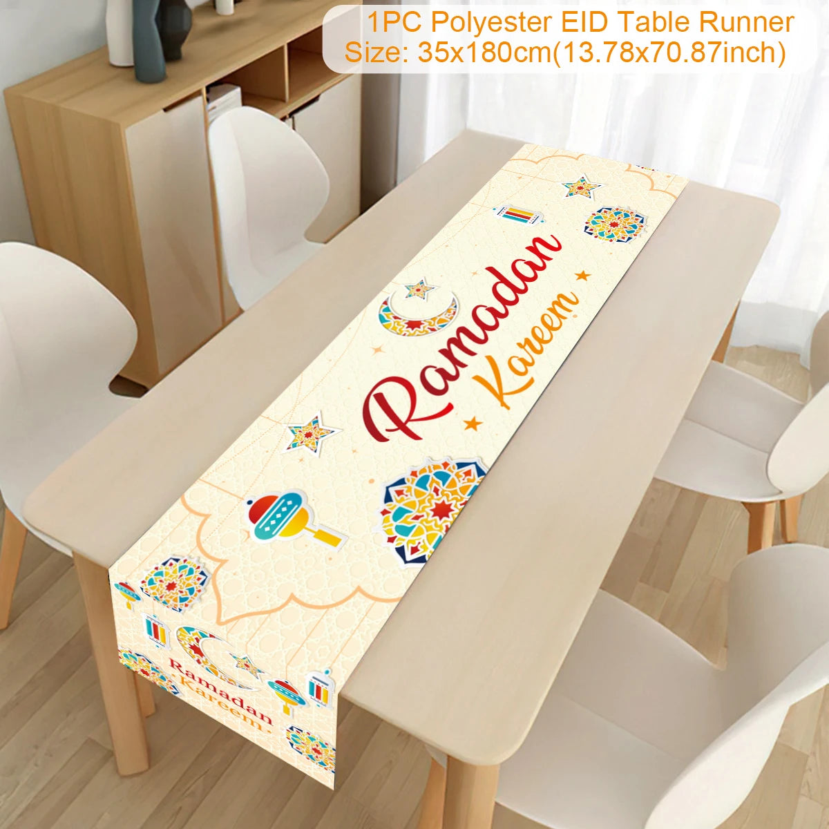 EID Mubarak Decoration Table Runner Ramadan Decor 2024 For Home Tablecloth Ramadan Kareem Islamic Muslim Party Eid Al-Fitr Gifts