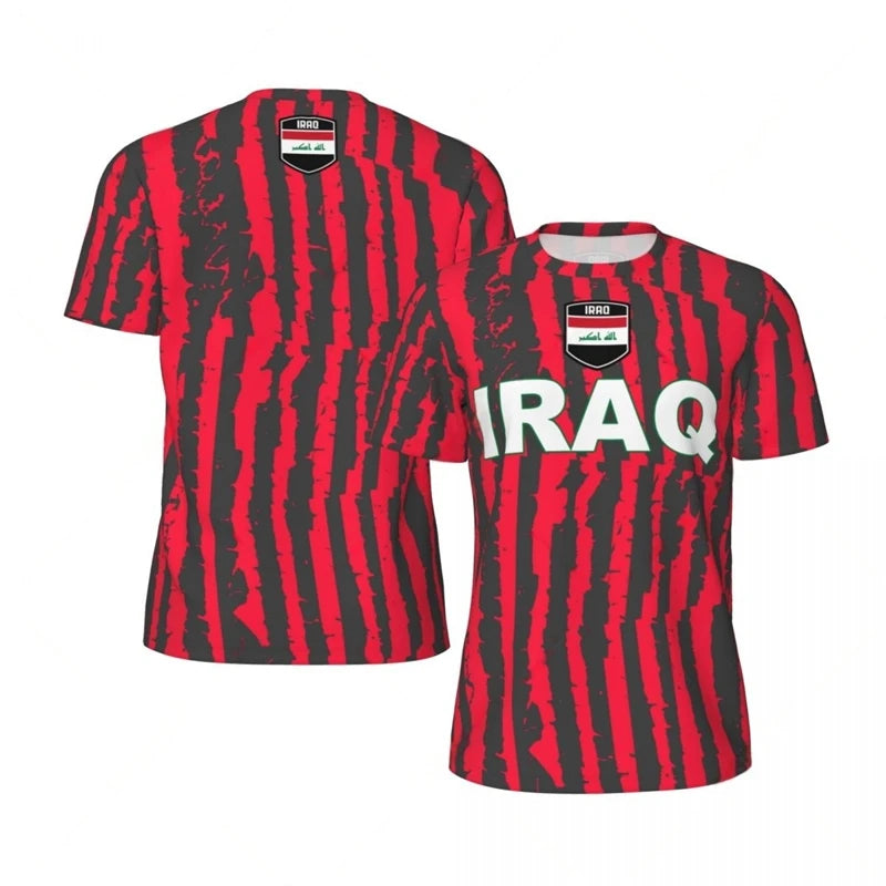 Iraq Flag Graphic Mens Football Jersey Fashion National Emblem 3D Printed Sports T Shirt Casual Oversized Breathable Tees Tops