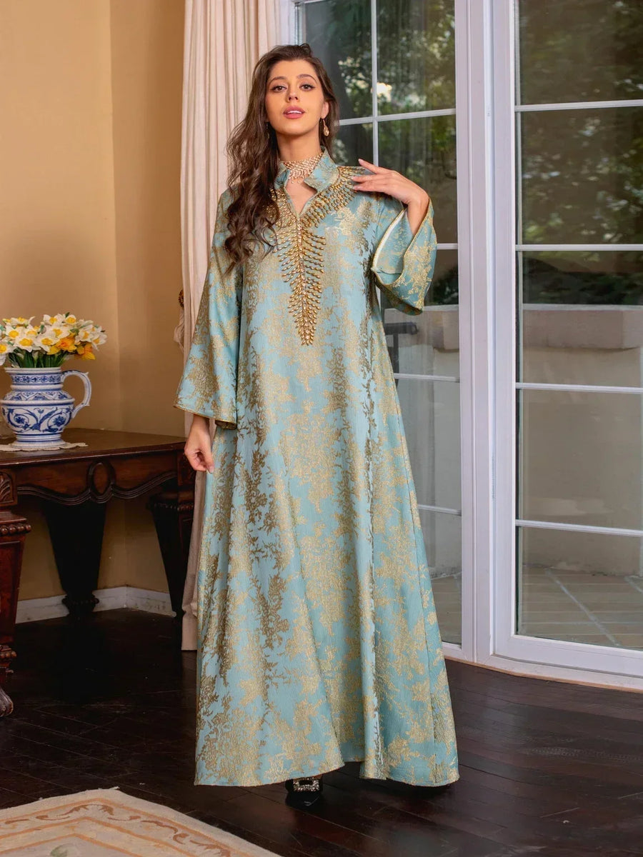 Eid Radiance – Beaded Collar Abaya for the Arab Woman in America