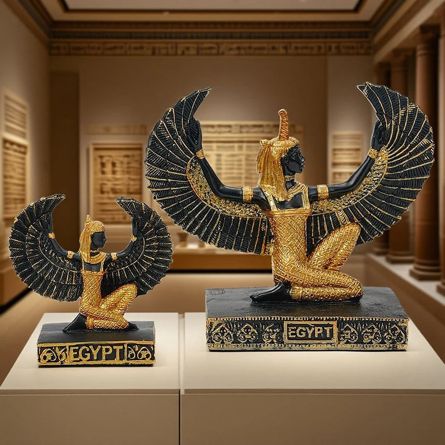 Isis Winged Goddess Resin Figurine – Egyptian Handicraft, Mother of Horus Decor
